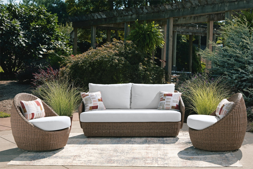 Double Point Outdoor Loveseat/2 Swivel Chairs (Set of 3)
