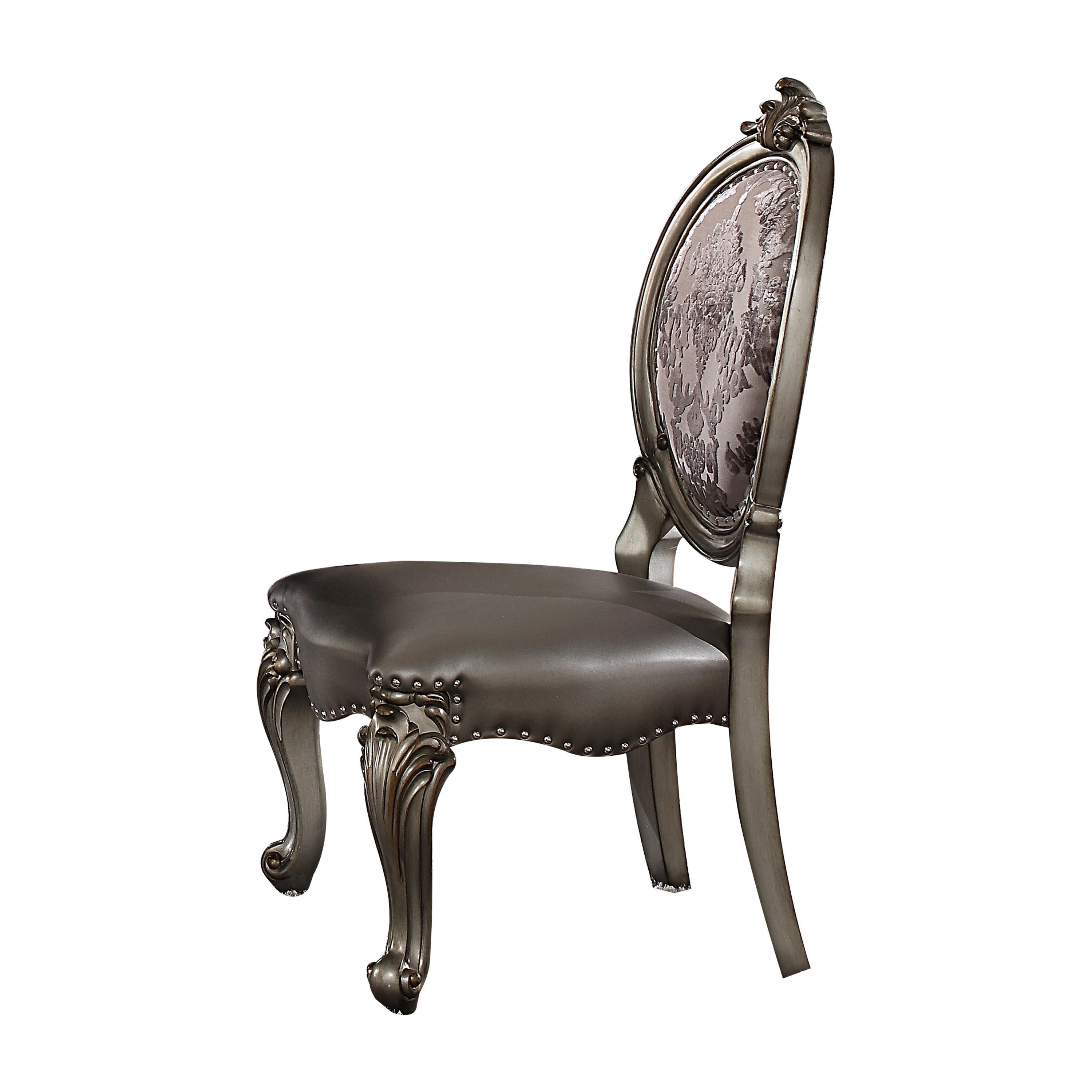 Versailles Silver PU & Antique Platinum Side Chair — Rambo