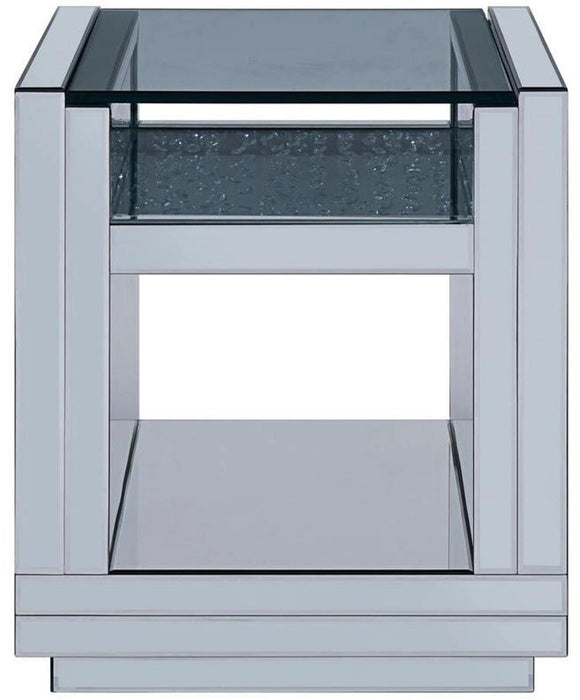 Acme Furniture Nysa End Table in Mirrored & Faux Crystals 81472
